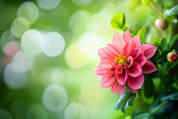 Wall Mural - bright flower on green background, ai