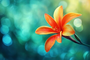 Wall Mural - bright flower on green background, ai