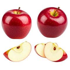 Wall Mural - set of apples isolated on transparent background png