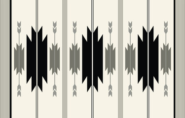 Wall Mural - Ethnic tribal Aztec black and white background. Seamless tribal pattern, folk embroidery, tradition geometric Aztec ornament. Traditional  design for fabric, textile, print, rug, paper