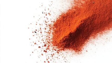 Vibrant splash of red powder on a white background. Perfect for spice, ingredient, seasoning, or abstract texture concepts in photography.