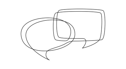 Fototapete - Speech bubbles in One continuous line drawing. Chat cloud and thought dialogue icon in simple linear style. Comic text comment concept in editable stroke. Contour vector illustration