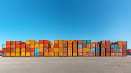 Wall Mural - Rows of Colorful Shipping Containers Under Blue Sky