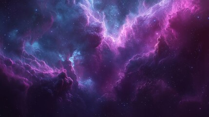 Wall Mural - cosmic nebula with pink and blue clouds and stars
