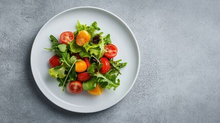 Wall Mural - Vibrant Vegetable Salad on a Light Gray Background