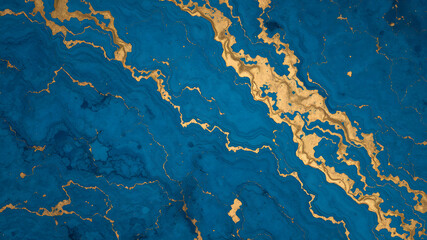 Wall Mural - photo blue and gold marble textured background