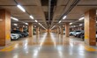 © piai - Underground Parking Lot Interior with Vehicles