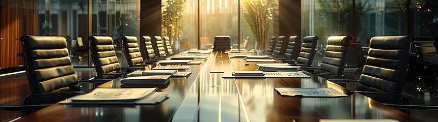 Canvas Print - Empty Boardroom with Sun Rays