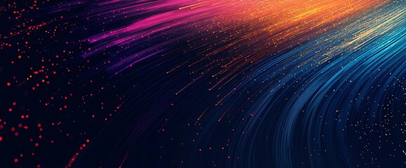 Wall Mural - Abstract background with colorful lines and particles.