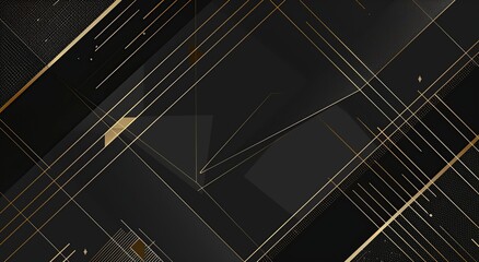 Abstract Gold Lines on Black Background