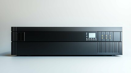 Black Network Server with Digital Display and Ventilation Vents