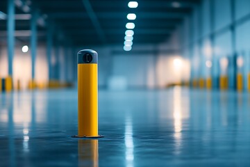 Yellow Bollard in a Garage