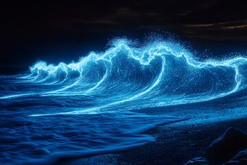 Poster - abstract blue background with waves