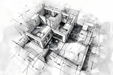 Vector sketch of modern house.