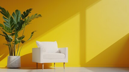 Poster - interior of room with potted plants and chairs