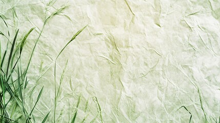 Wall Mural - Green grass stems on a textured, light green background.