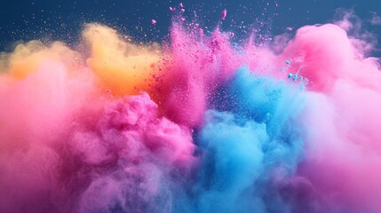 Wall Mural - abstract colorful powder explosion with blue, pink, and yellow hues