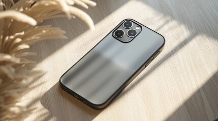 Sleek and Modern Smartphone on Wooden Background