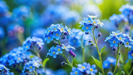 Poster - Delicate blue forget-me-nots flowers blossoming in a garden, flowers, blue, nature, plant, garden, spring, bloom, delicate, small