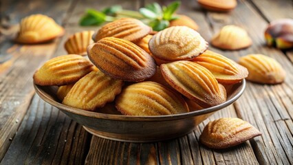 Poster - Traditional French madeleine biscuits with a nutty twist , Madeleine, biscuits, French, traditional, nutty, flavor, dessert