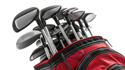 set of golf clubs isolated on white background