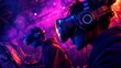 © Naru - Diverse gamers wearing VR headsets, immersed in a vibrant virtual world, showcasing the power of technology and inclusion in gaming.