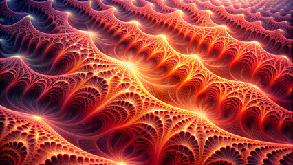 Graceful coral fractal grid waves representing vitality and energy, coral, fractal, grid, waves, vitality, energy, dynamic