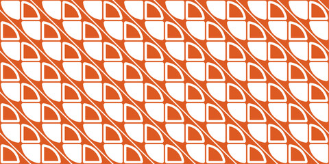 Poster - Orange diagonal pattern with geometric white rounded and angular shapes.