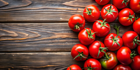 Wall Mural - Fresh ripe red tomatoes arranged on a wooden background, fresh, tomatoes, red, ripe, organic, natural, vegetables, background