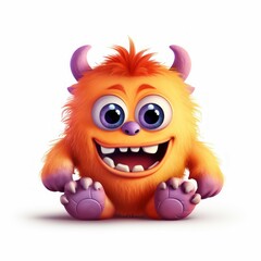 Cute monster and demon on white background Created with Generative AI technology.