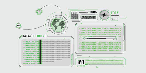 Sticker - futuristic hud design of satellite data decoding program.