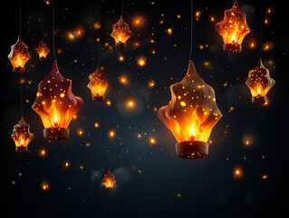 Wall Mural - realistic diwali festive background with candles