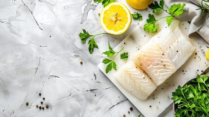 Wall Mural - slices of raw sea fish on the table