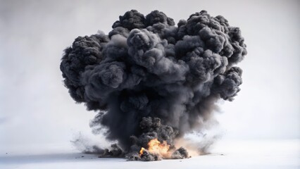 Canvas Print - A Large Black Smoke Plume From an Explosion With Flames Below