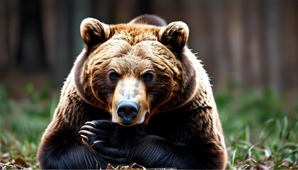 Wall Mural - Majestic Eurasian Brown Bear Expressing Curiosity