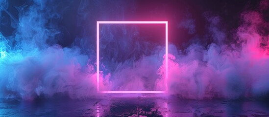 Wall Mural - Neon Square in a Foggy Setting