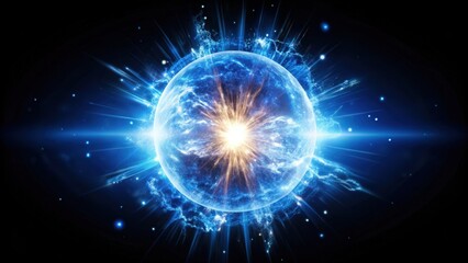 Wall Mural - Glowing Sphere with Energetic Burst and Light Streaks