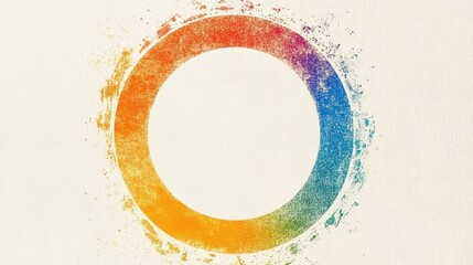 Poster - Rainbow Circle on Cracked White Wall Background