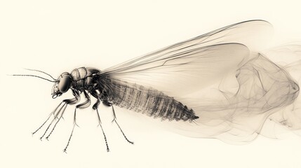 Canvas Print - Artistic depiction of a flying insect with ethereal effects.