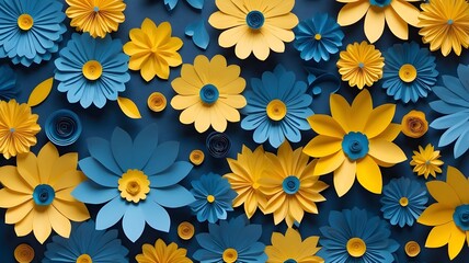 Wall Mural - Background of yellow and blue flowers