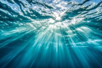 Wall Mural - sunbeams penetrating the ocean depths