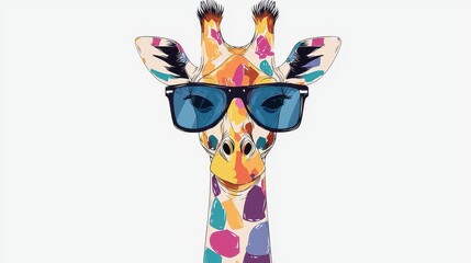 Cool Giraffe with Sunglasses Illustration