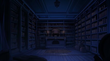 Wall Mural - the night in library in school