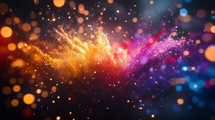 Wall Mural - abstract background with glittering dust and bokeh lights