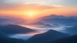 © addymawy - Misty Mountain Sunrise with Rolling Hills and a Golden Sky