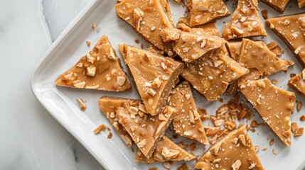 Canvas Print - A plate of brownies with nuts on top