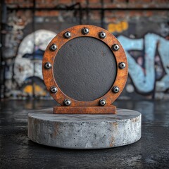 Retro styled electronic drum pad or sampler on concrete surface