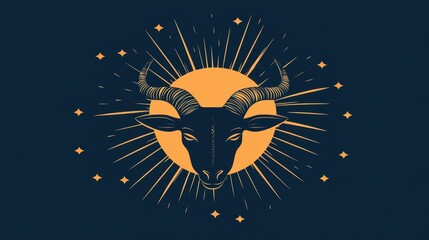 Wall Mural - A playful vector design featuring a horns and halo motif, set against a clean background for a modern look.