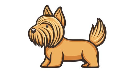 Poster - A modern, artisanal stencil illustration of a Yorkshire Terrier, showcasing minimalist design on a pure white backdrop.