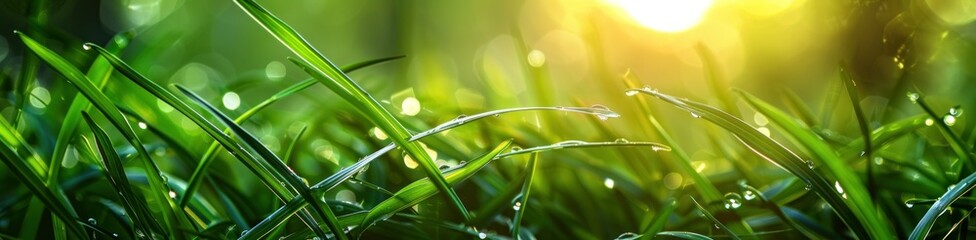 Wall Mural - Dewy Grass in the Morning Sun